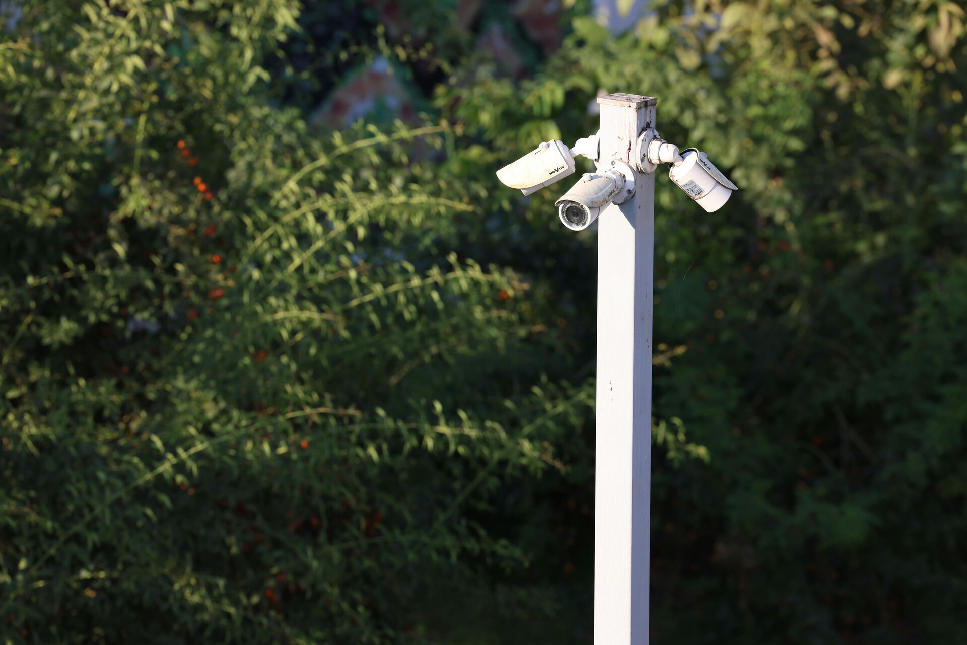 CCTV camera monitoring a secure parking compound